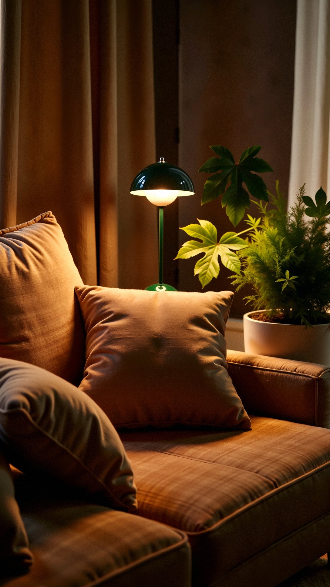 "Kabellose Veluce Tischlampe in verschiedenen Farben, modernes Design, schafft gemütliches, warmes Lichtambiente."