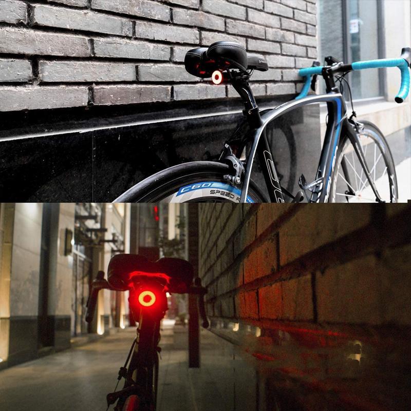 "Rotes, wasserdichtes USB-Fahrradrücklicht mit Aluminiumgehäuse und LED-COB, geeignet für Regenwetter und Sichtbarkeit."