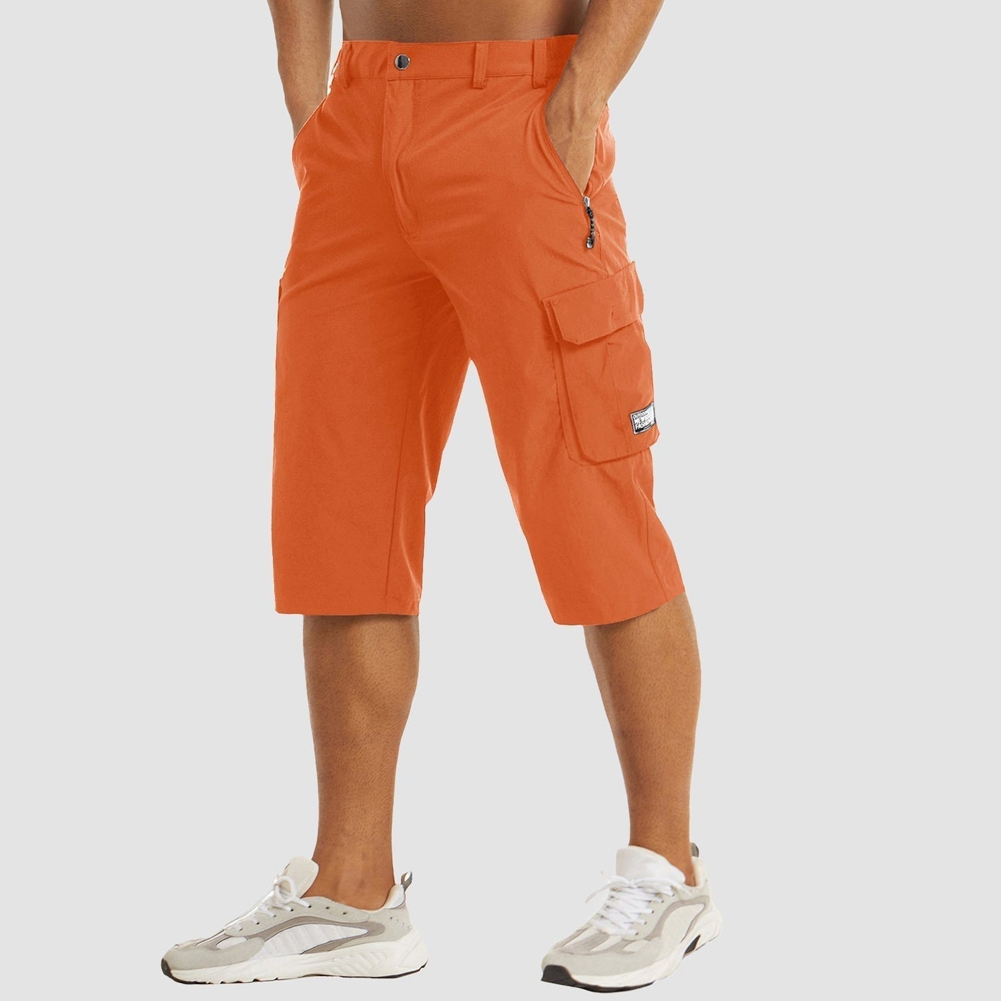 "Schnelltrocknende Herren Cargo Shorts, vielseitig, beige, mit vielen Taschen, ideal für Outdoor-Abenteuer und Komfort."