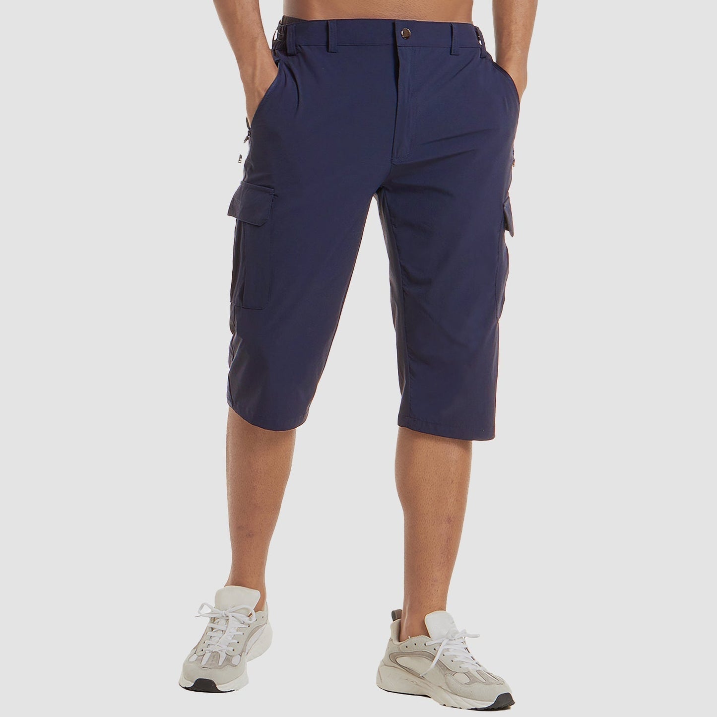"Schnelltrocknende Herren Cargo Shorts, vielseitig, beige, mit vielen Taschen, ideal für Outdoor-Abenteuer und Komfort."
