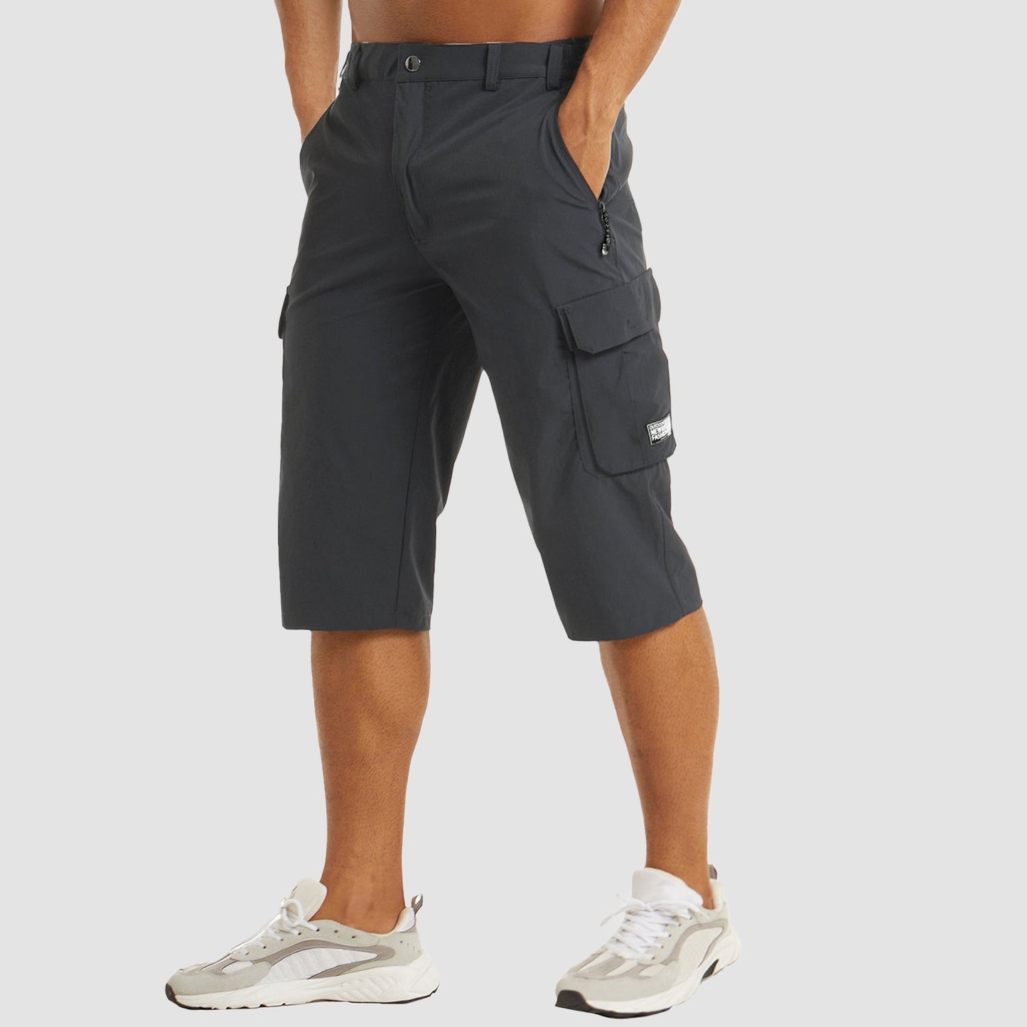 "Schnelltrocknende Herren Cargo Shorts, vielseitig, beige, mit vielen Taschen, ideal für Outdoor-Abenteuer und Komfort."