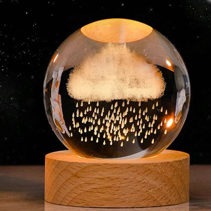 Lichtkugel mit 3D-Mondgravur – Astronauten-Dekoration
