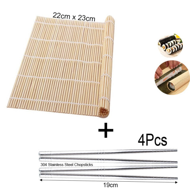 "11-teiliges Sushi Maker Set mit Formen in Herz-, Rechteck- und Blumenmotiven für kreative Reisballrollen."