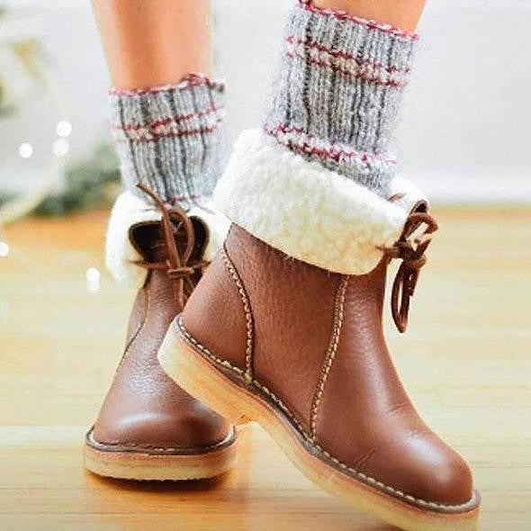 Wasserdichte Lederstiefel mit Wollfutter