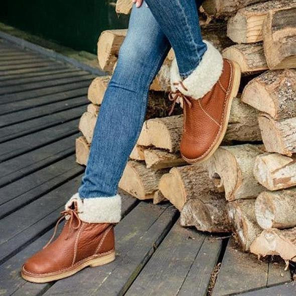 Wasserdichte Lederstiefel mit Wollfutter