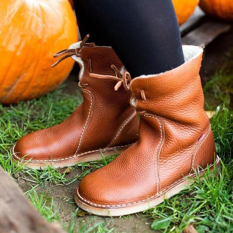 Wasserdichte Lederstiefel mit Wollfutter