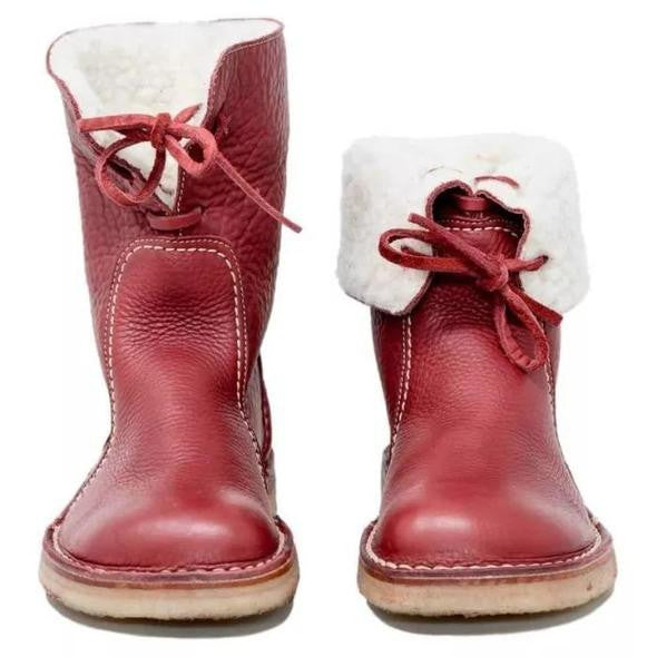Wasserdichte Lederstiefel mit Wollfutter