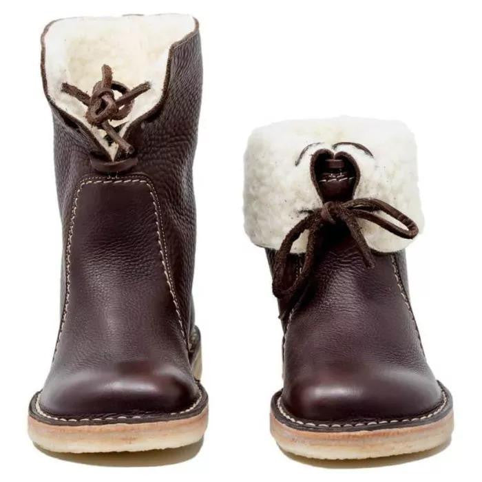 Wasserdichte Lederstiefel mit Wollfutter