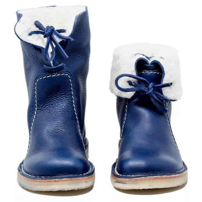 Wasserdichte Lederstiefel mit Wollfutter