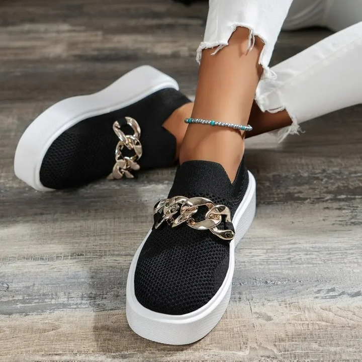 Elegante Damen-Loafer mit Metallkette