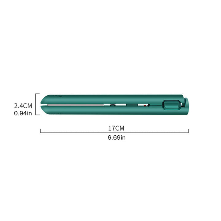 "2-in-1 Haarstyler mit schützender Keramikbeschichtung, ideal für glattes und lockiges Haarstyling, gezeigt im Einsatz."