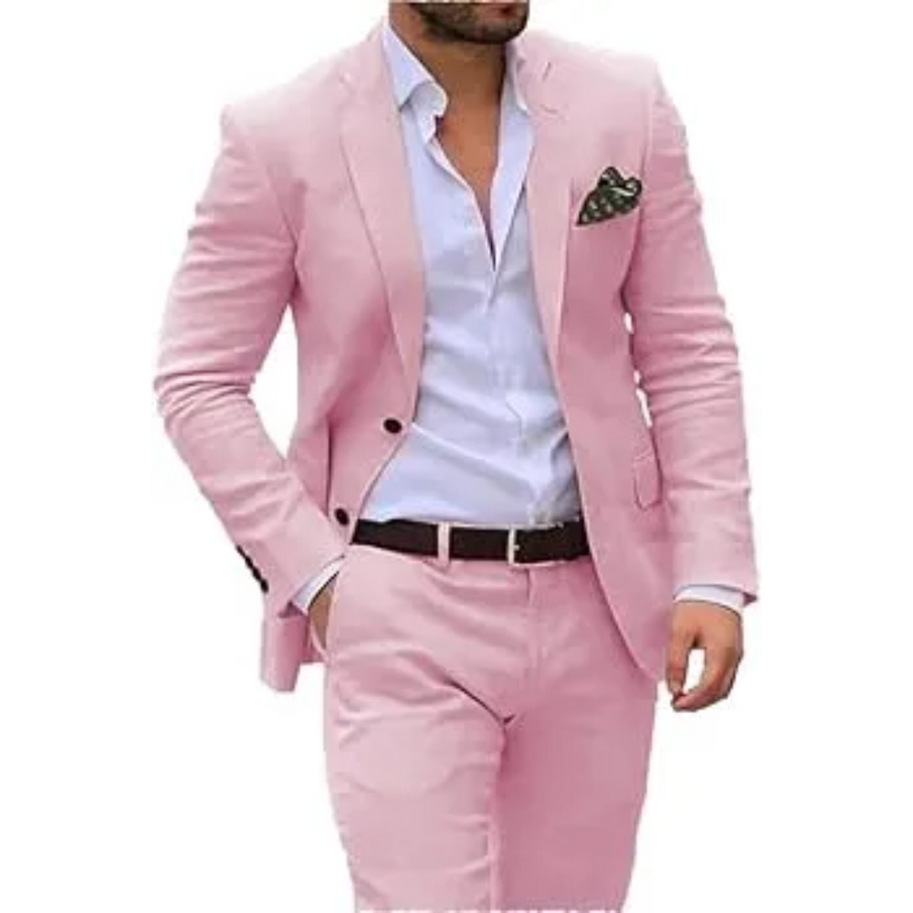 2-teiliger Herren Sommeranzug, elegant, leicht, atmungsaktiv, beige, perfekt für Hochzeiten und festliche Anlässe.