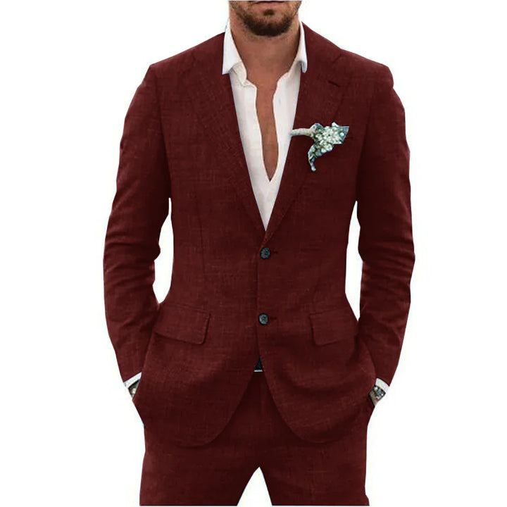 2-teiliger Herren Sommeranzug, elegant, leicht, atmungsaktiv, beige, perfekt für Hochzeiten und festliche Anlässe.