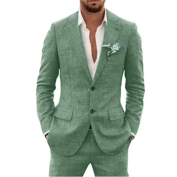 2-teiliger Herren Sommeranzug, elegant, leicht, atmungsaktiv, beige, perfekt für Hochzeiten und festliche Anlässe.