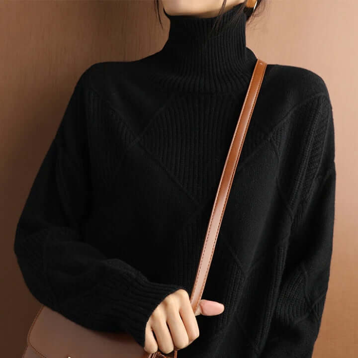 Handgestrickter Rollkragenpullover