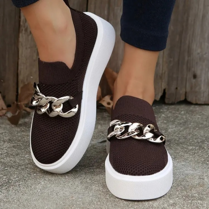 Elegante Damen-Loafer mit Metallkette