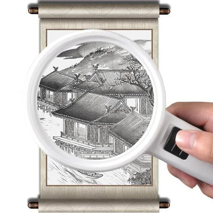 "30-fache optische Lupe mit LED, hohe Vergrößerung, 12 helle LEDs, kompakt, klarer Sicht für Details, ideal für Senioren."