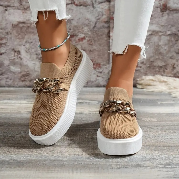 Elegante Damen-Loafer mit Metallkette
