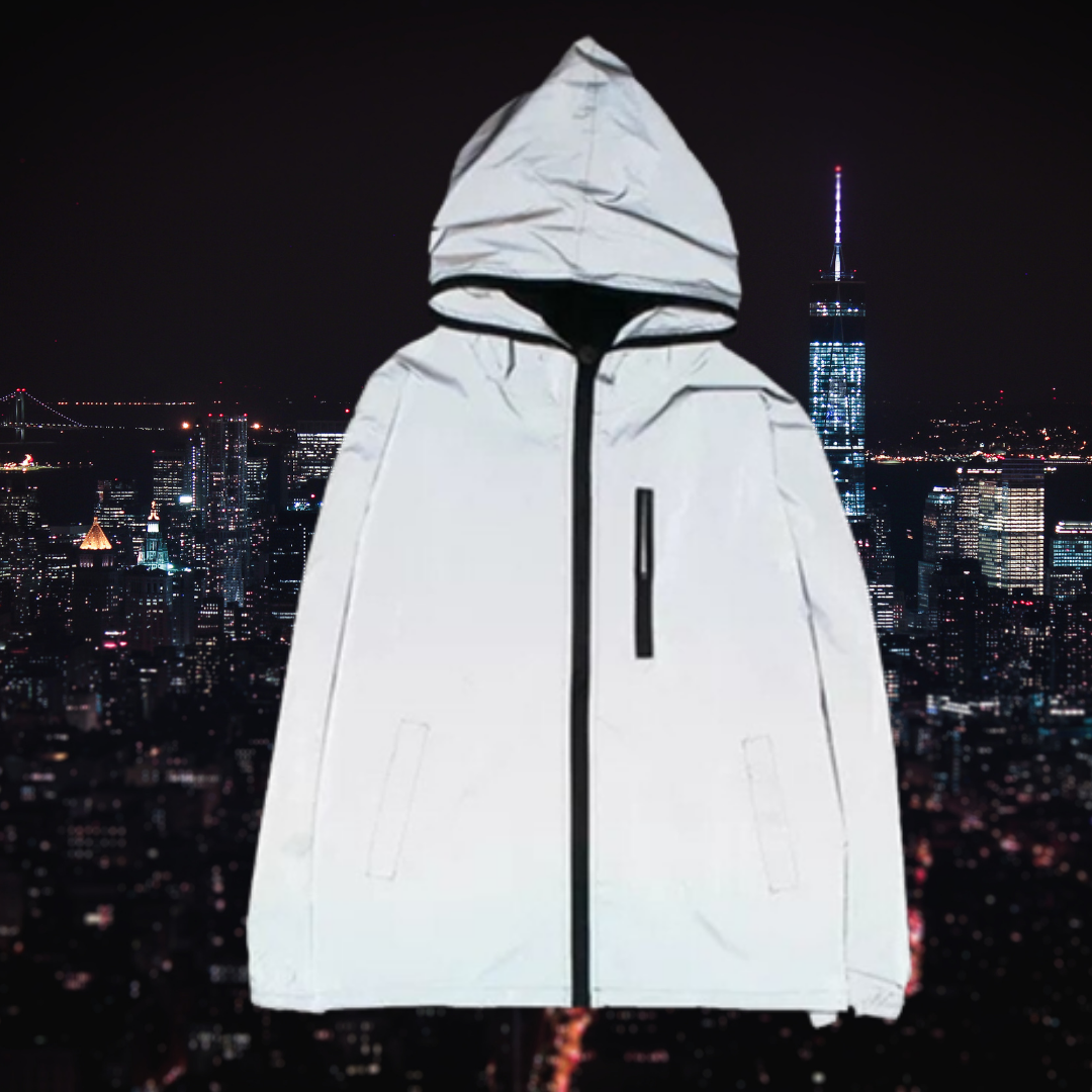 "3M Reflektierende Damenmanteljacke mit elegantem Design, reflektierenden Details und sanften Farben für erhöhten Komfort."