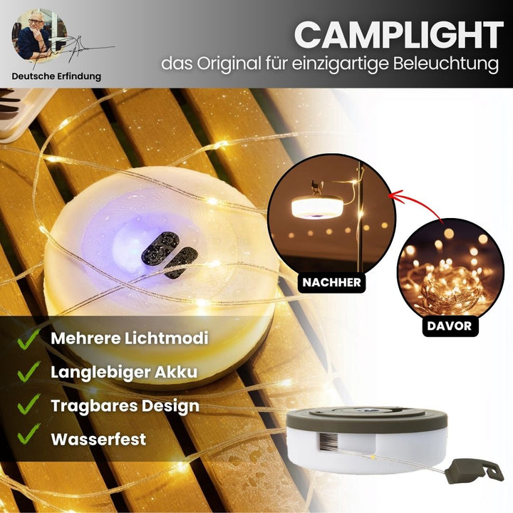 "4-in-1 LED-Camp-Licht: Mehrfarbig, Powerbank, Taschenlampe, kompakt, IP65 wasserdicht, perfekt für Outdoor-Abenteuer."