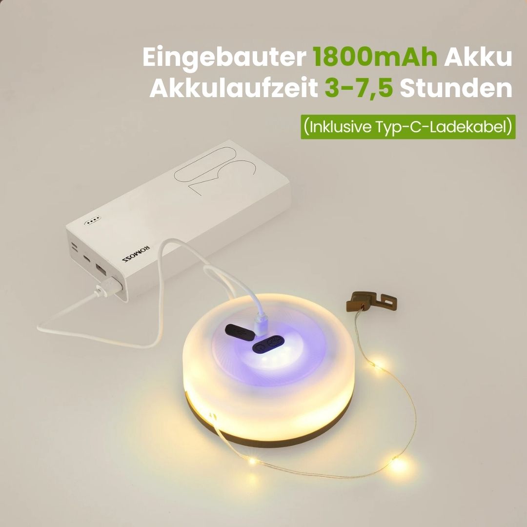 "4-in-1 LED-Camp-Licht: Mehrfarbig, Powerbank, Taschenlampe, kompakt, IP65 wasserdicht, perfekt für Outdoor-Abenteuer."