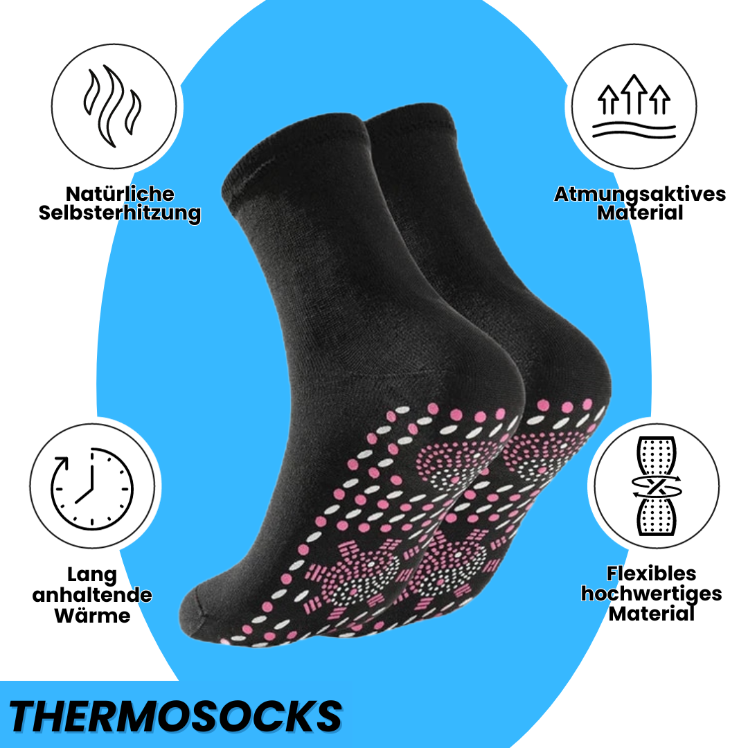 "4er Set Thermosocken in Glut-Rot, Samt-Schwarz, Schnee-Weiß, selbsterwärmend für kalte Wintertage, elastisch & winddicht"