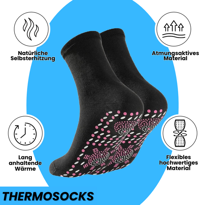"4er Set Thermosocken in Glut-Rot, Samt-Schwarz, Schnee-Weiß, selbsterwärmend für kalte Wintertage, elastisch & winddicht"