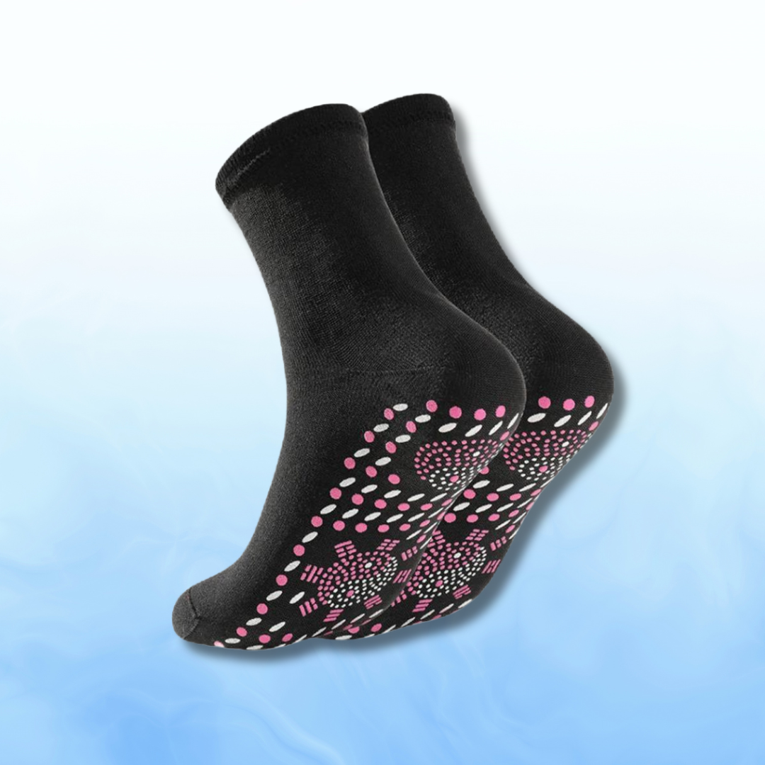 "4er Set Thermosocken in Glut-Rot, Samt-Schwarz, Schnee-Weiß, selbsterwärmend für kalte Wintertage, elastisch & winddicht"