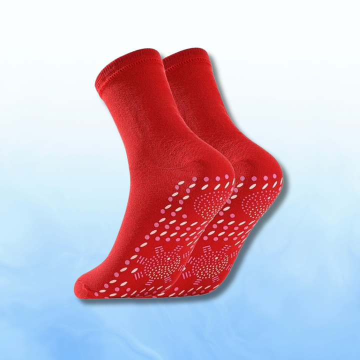 "4er Set Thermosocken in Glut-Rot, Samt-Schwarz, Schnee-Weiß, selbsterwärmend für kalte Wintertage, elastisch & winddicht"