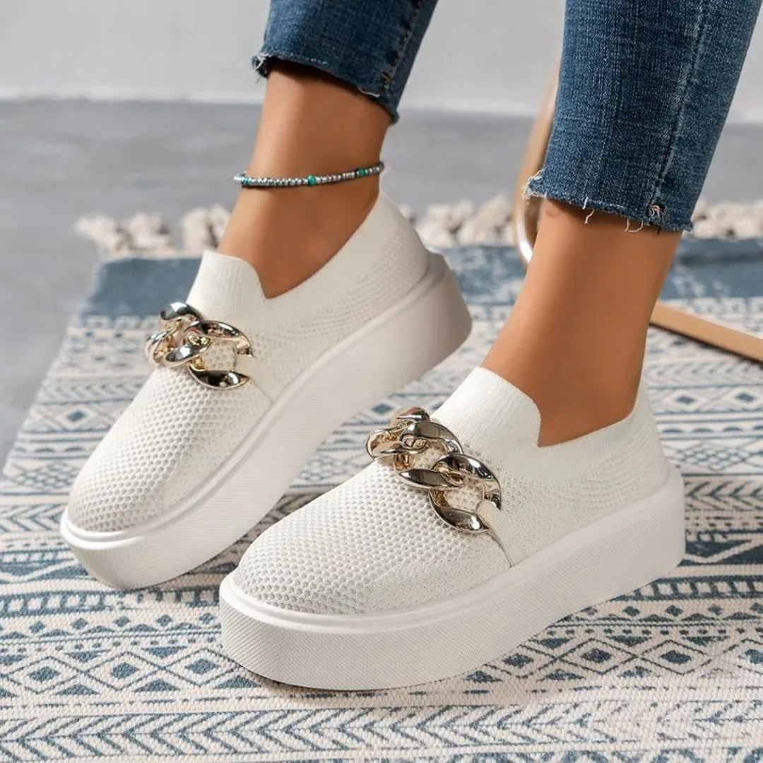 Elegante Damen-Loafer mit Metallkette