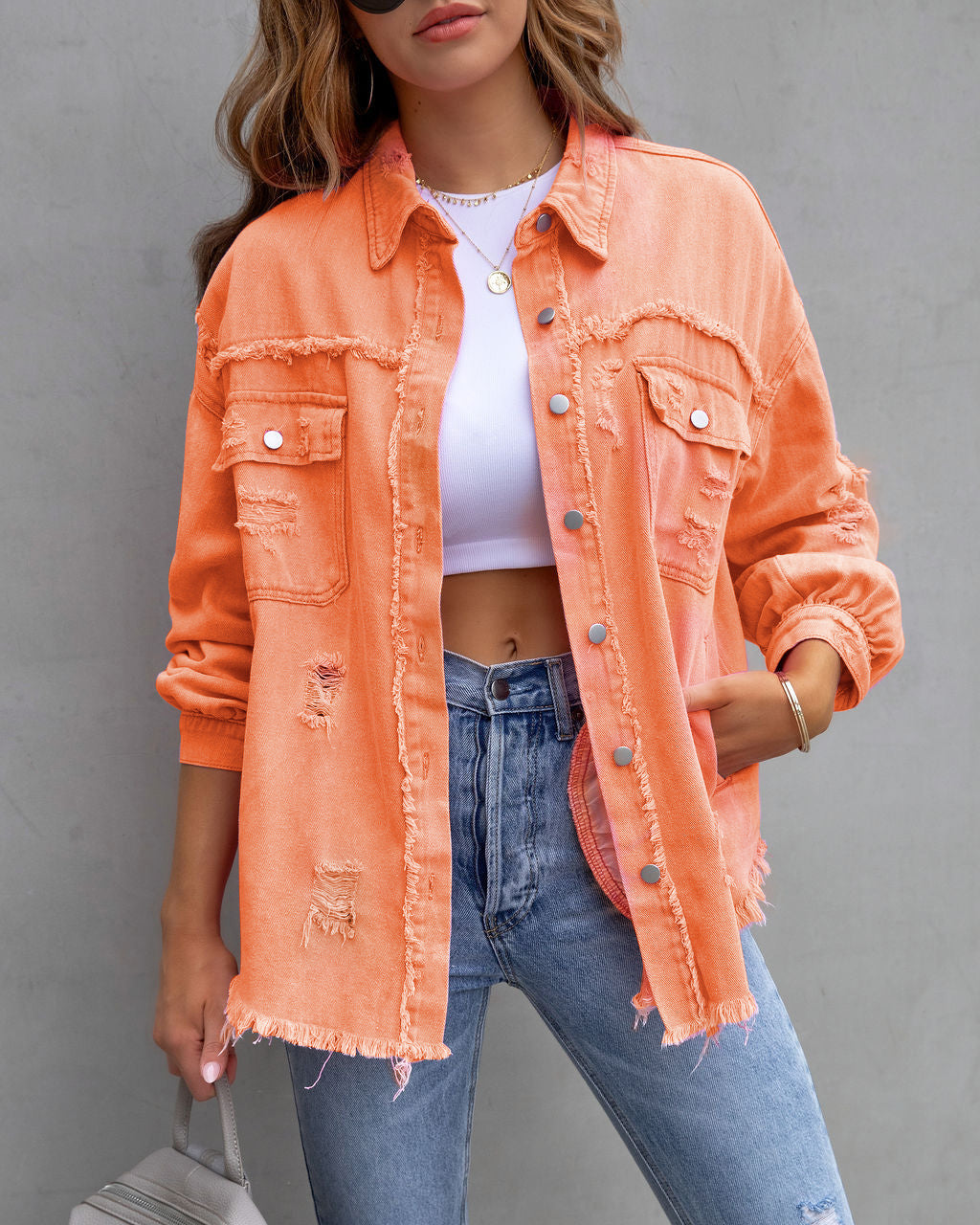 Zerrissene Hemdjacke für Damen