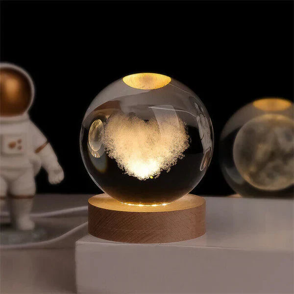Lichtkugel mit 3D-Mondgravur – Astronauten-Dekoration