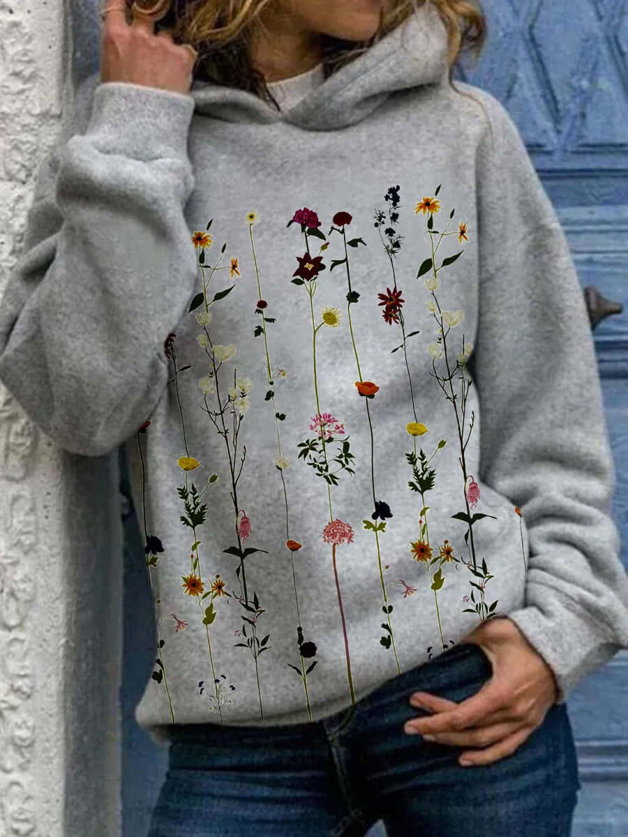 Gemütlicher Damen-Hoodie mit Blumendruck