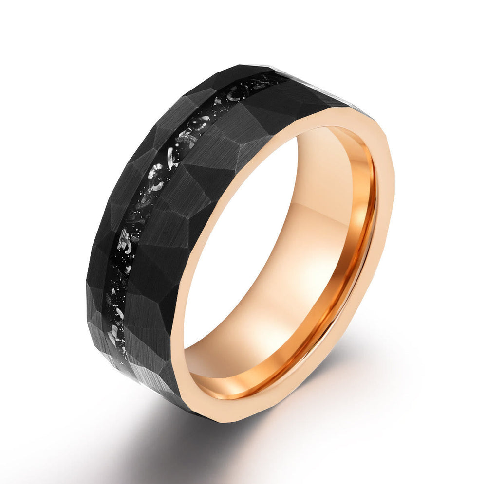 "8mm Herrenring mit schwarzem Turmalin, robustes Wolframkarbid, elegantes Design, energetischer Schutz, Schmuck"