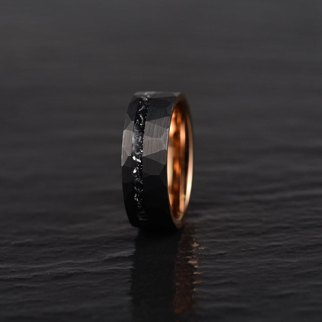 "8mm Herrenring mit schwarzem Turmalin, robustes Wolframkarbid, elegantes Design, energetischer Schutz, Schmuck"