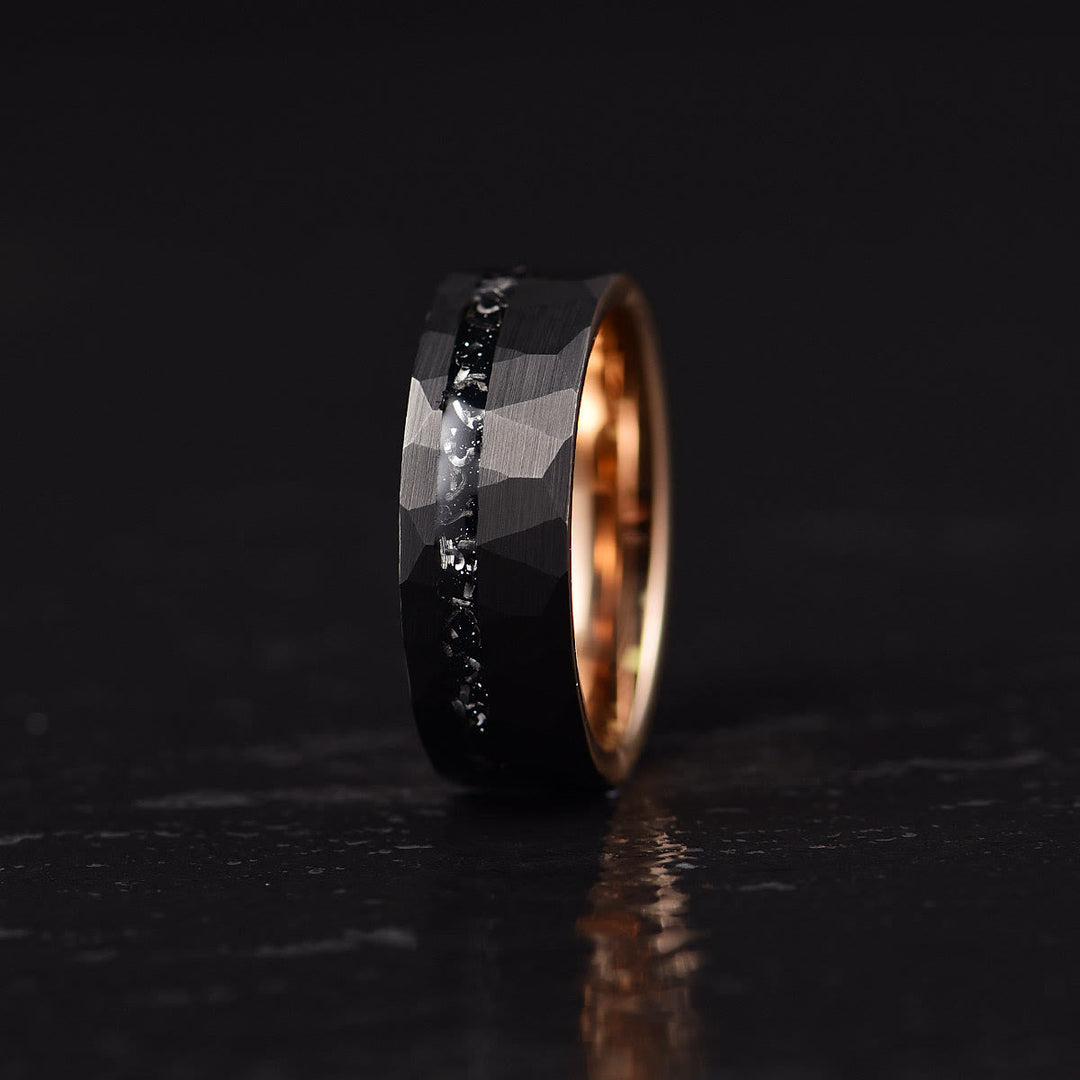 "8mm Herrenring mit schwarzem Turmalin, robustes Wolframkarbid, elegantes Design, energetischer Schutz, Schmuck"