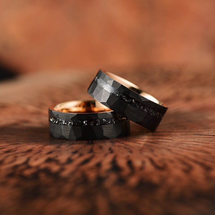 "8mm Herrenring mit schwarzem Turmalin, robustes Wolframkarbid, elegantes Design, energetischer Schutz, Schmuck"