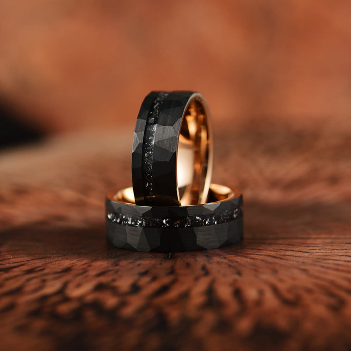 "8mm Herrenring mit schwarzem Turmalin, robustes Wolframkarbid, elegantes Design, energetischer Schutz, Schmuck"