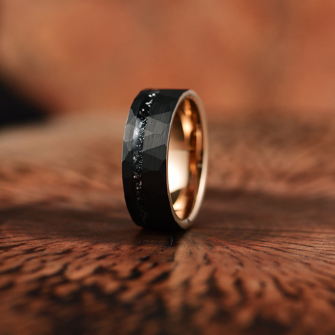 "8mm Herrenring mit schwarzem Turmalin, robustes Wolframkarbid, elegantes Design, energetischer Schutz, Schmuck"