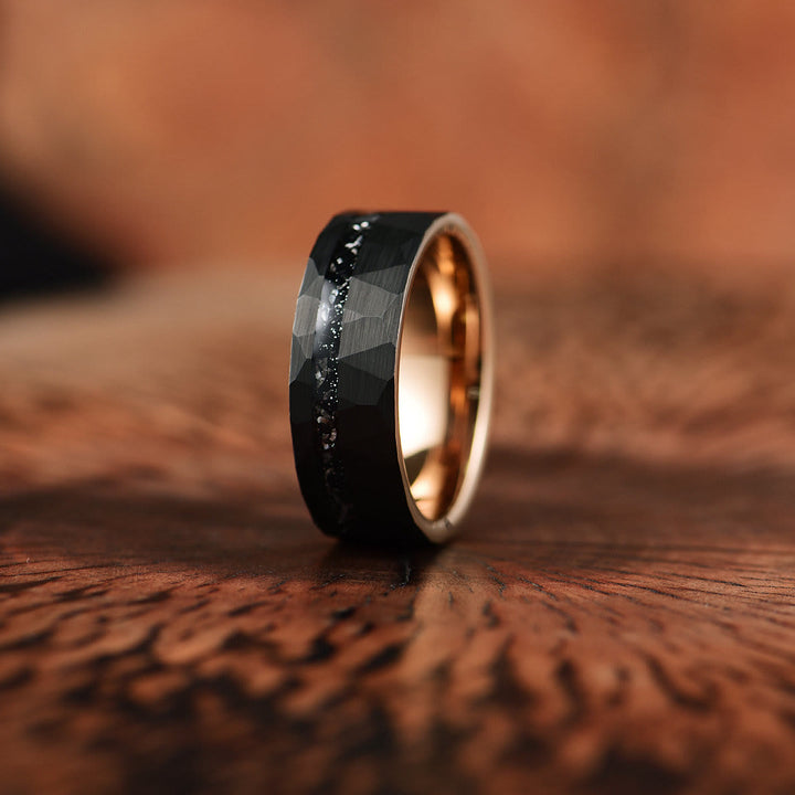 "8mm Herrenring mit schwarzem Turmalin, robustes Wolframkarbid, elegantes Design, energetischer Schutz, Schmuck"