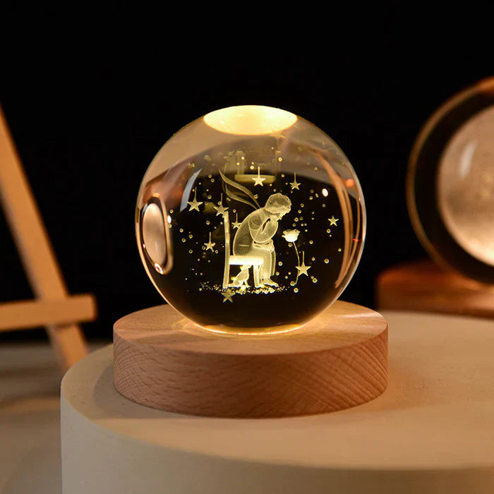 Lichtkugel mit 3D-Mondgravur – Astronauten-Dekoration