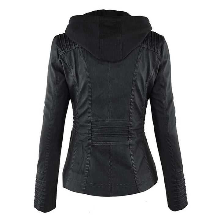 Stylische Damen-Lederjacke mit Kapuze
