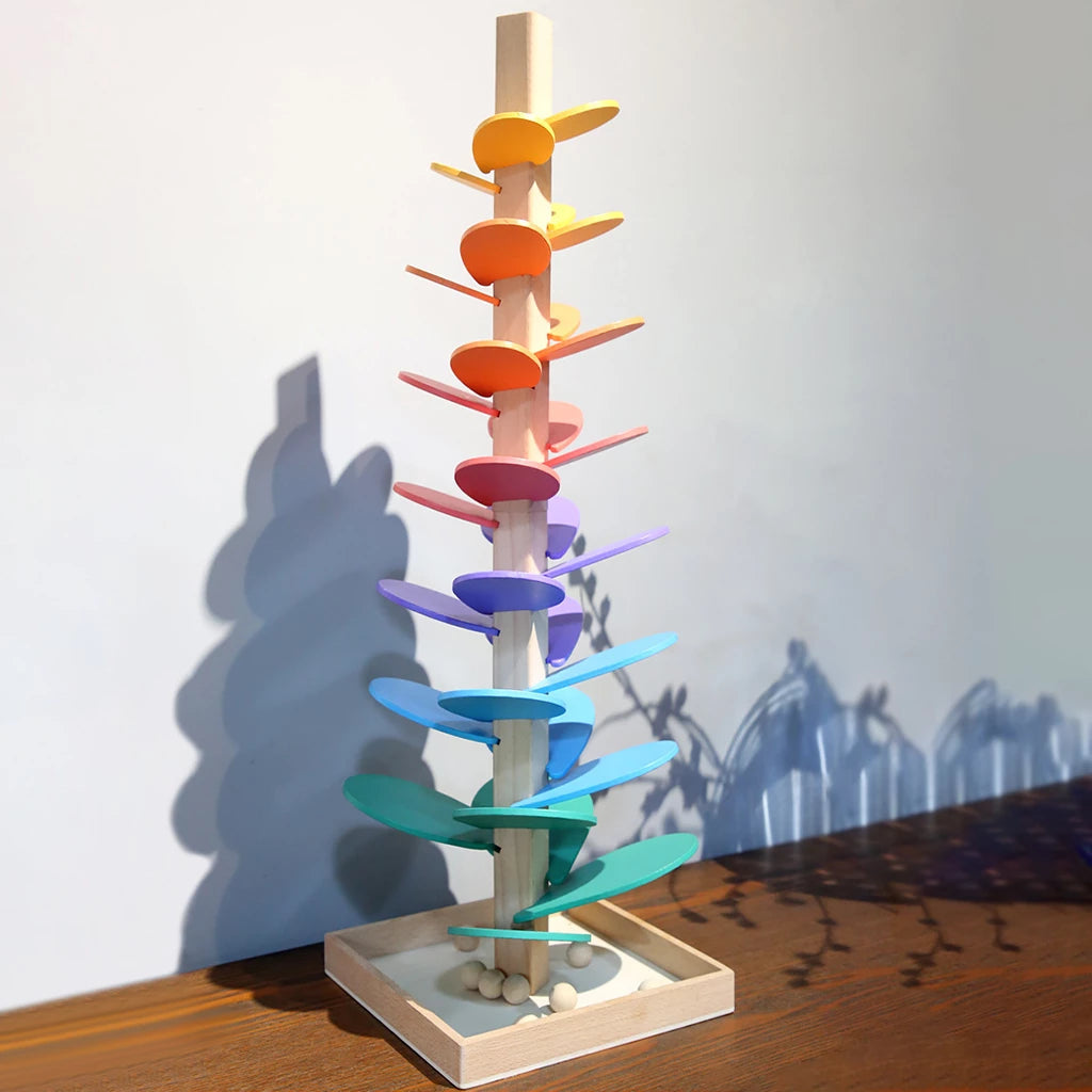 Natürlicher Regenbogen Holz-Murmelturm
