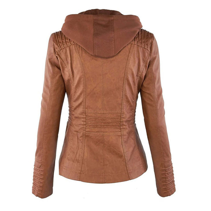 Stylische Damen-Lederjacke mit Kapuze
