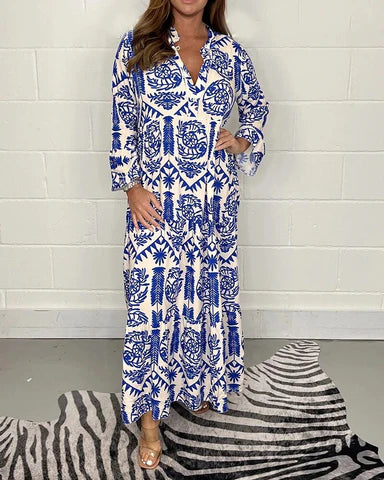 Heidi-Mode - Langes Blaues Damenkleid Eleganz für Alltag & Anlässe