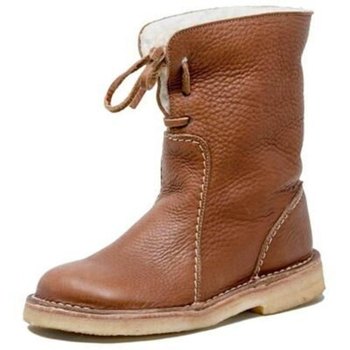 Wasserdichte Lederstiefel mit Wollfutter