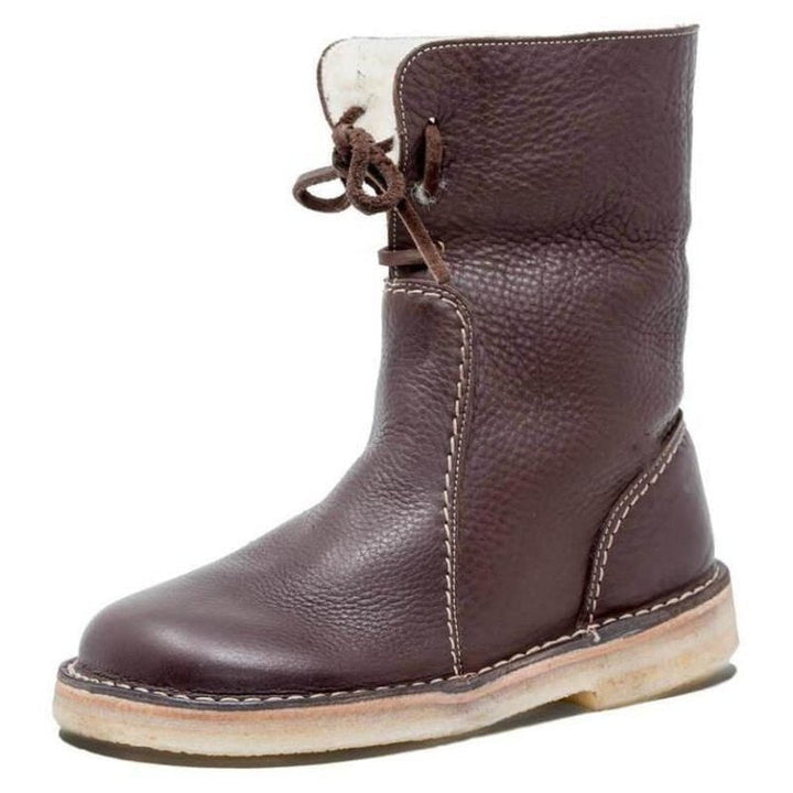 Wasserdichte Lederstiefel mit Wollfutter
