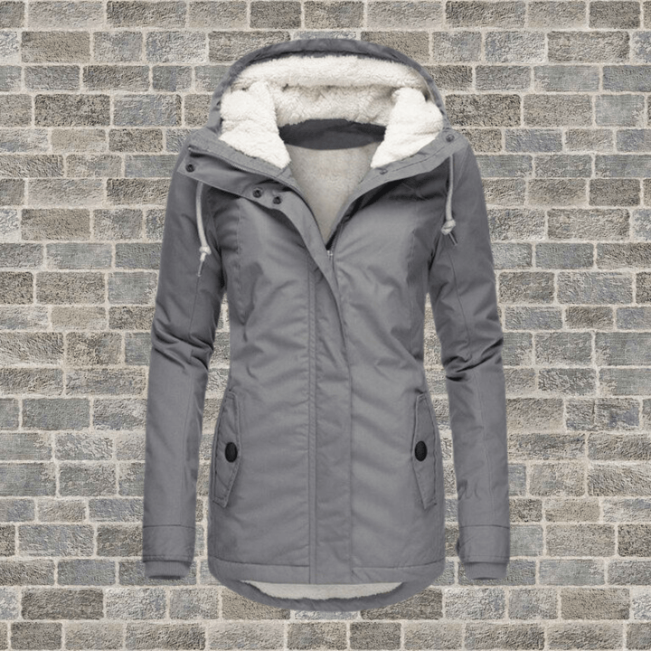 Winterjacke für Damen mit Fellfutter und Plissee-Details