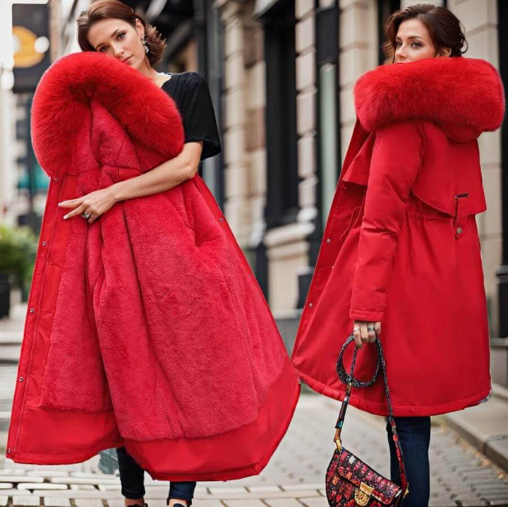 Elegante Damen-Winterjacke mit Kunstfell