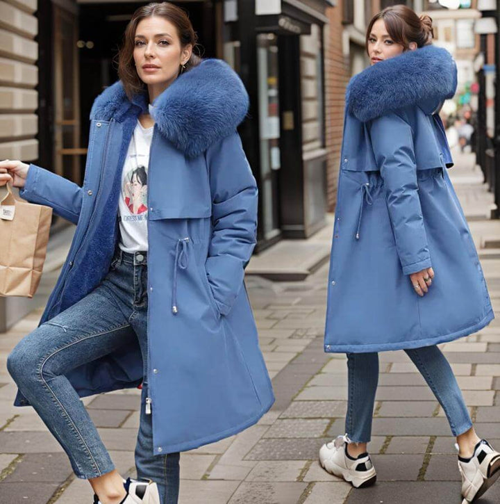 Elegante Damen-Winterjacke mit Kunstfell